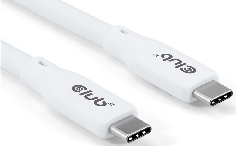 Kabel Club3D USB-C 4.0, 20Gbps, 4K60Hz, PD 240W, 2m - bílý