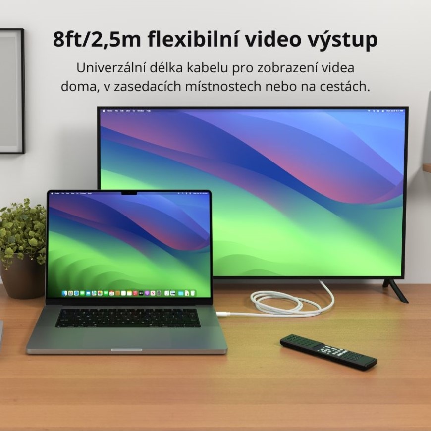 Kabel Hyper 4K USB-C / HDMI, 2,5 m - bílý