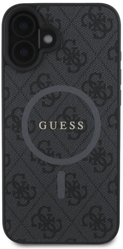 Kryt na mobil Guess PU Leather 4G Colored Ring MagSafe na Apple iPhone 16 Plus - černý