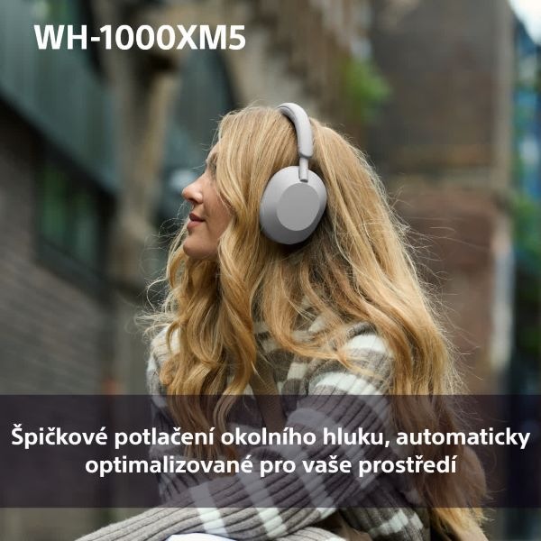 Sluchátka Sony WH-1000XM5, stříbrná