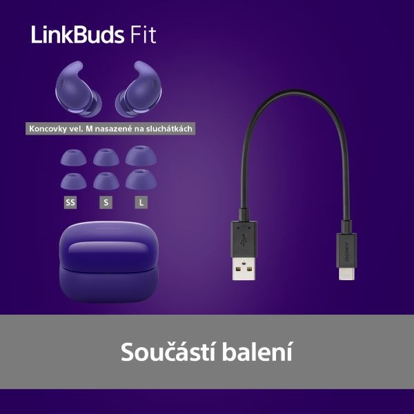 Sluchátka Sony LinkBuds Fit - fialová