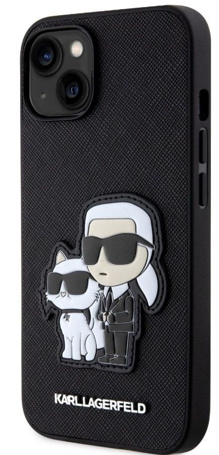 Karl Lagerfeld PU Saffiano Karl and Choupette NFT na Apple iPhone 13, černá