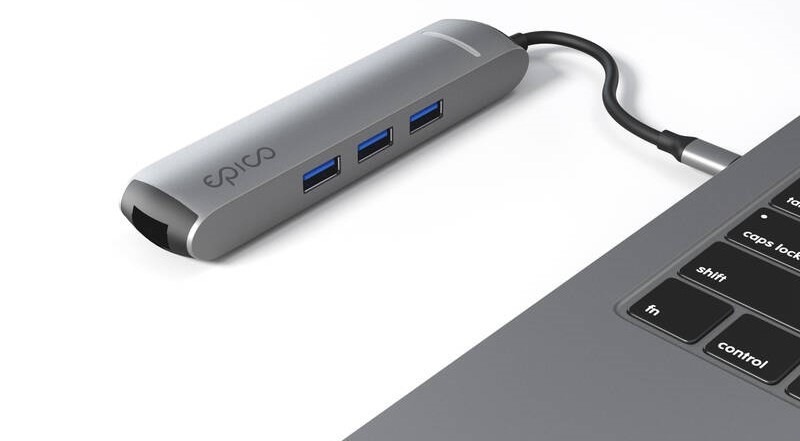 USB Hub Epico 6in1 Slim 8K USB-C/1× USB-C, HDMI, 3× USB 3.0 - šedý