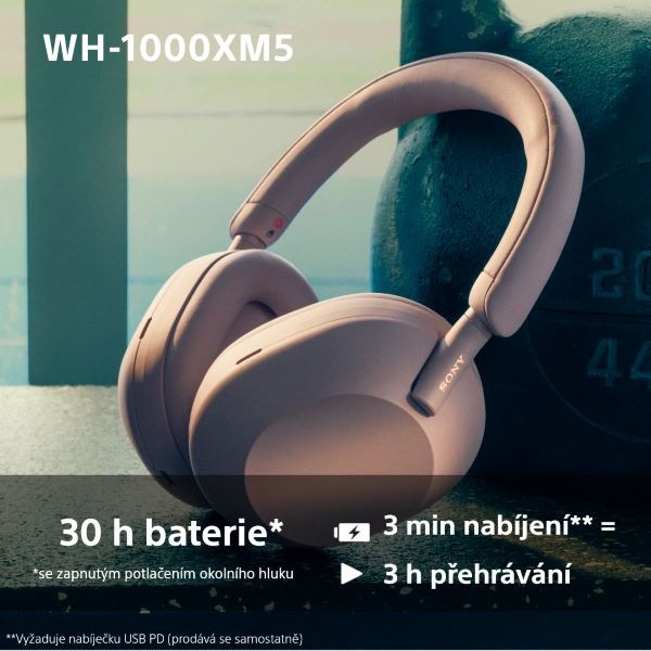 Sluchátka Sony WH-1000XM5 - růžová/fialová