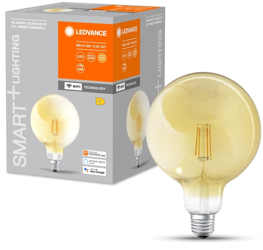 Žárovka LED LEDVANCE SMART+ WiFi Filament Globe Dimmable 6W E27