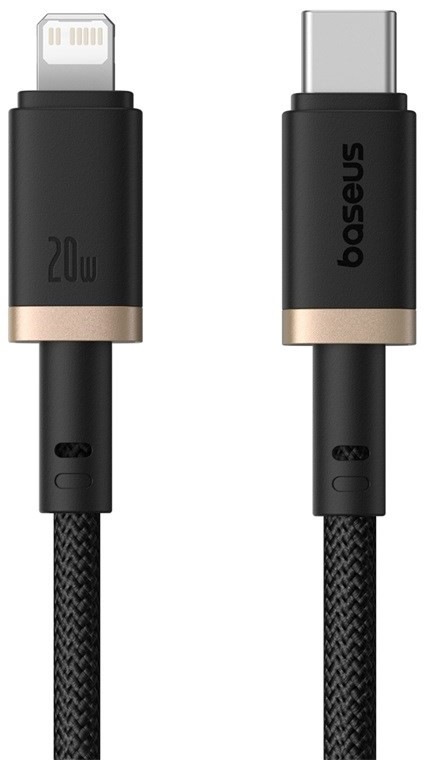 Kabel Baseus Dura USB-C/Lightning, 20W, 1m - černý/zlatý