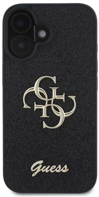 Kryt na mobil Guess PU Fixed Glitter 4G Metal Logo na Apple iPhone 16 Plus - černý