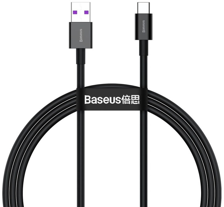 Kabel Baseus Superior USB/USB-C, 6A, 66W, 1m - černý