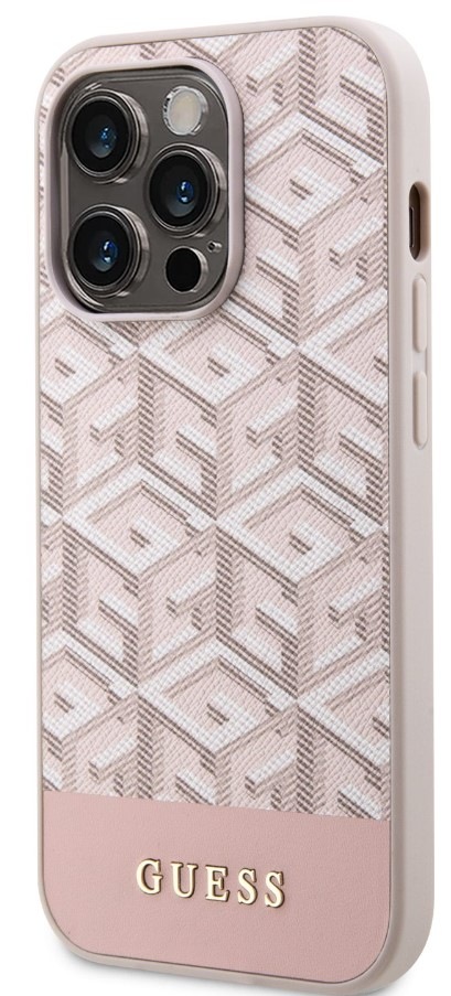Guess PU G Cube MagSafe na Apple iPhone 13 Pro, růžová