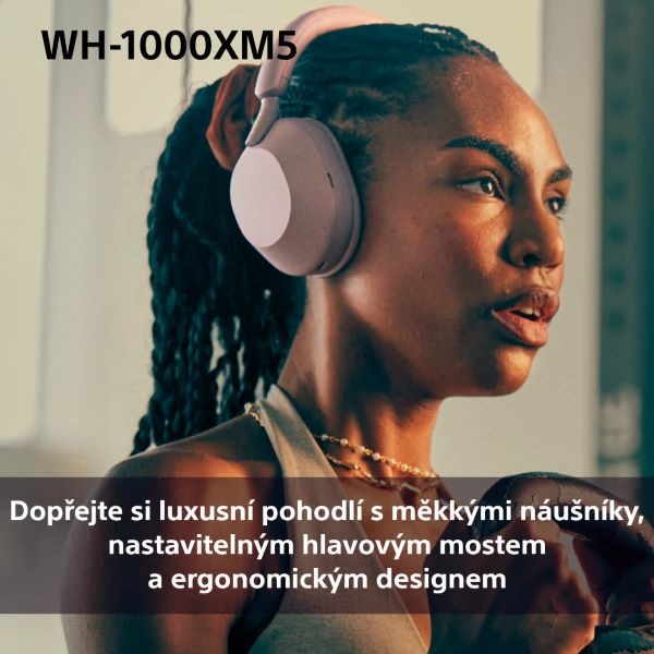 Sluchátka Sony WH-1000XM5 - růžová/fialová