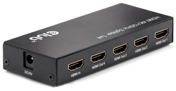 HDMI rozbočovač Club3D 4 porty HDMI, 4K120Hz - černý