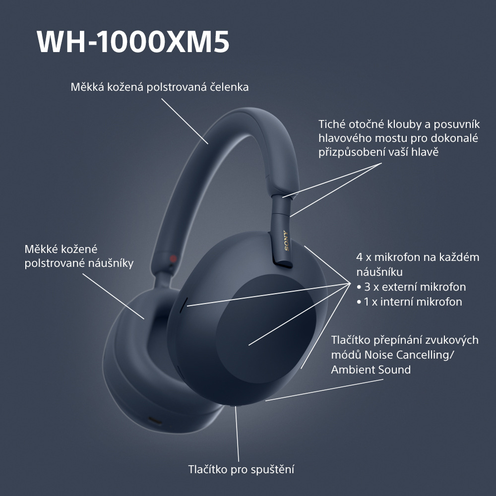 Sluchátka Sony WH-1000XM5 - růžová/fialová