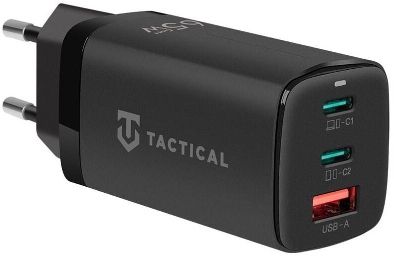 Tactical FlashBang, 2× USB-C, 1× USB-A, GaN, 65 W, černá 