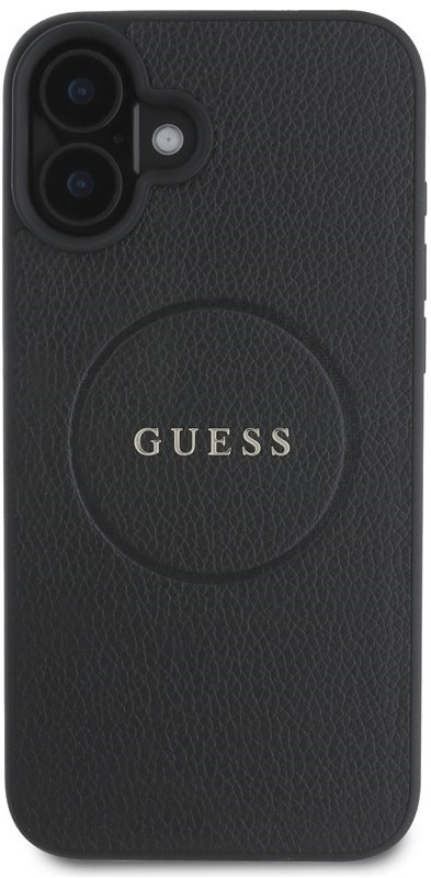 Kryt na mobil Guess PU Grained Classic Logo MagSafe na Apple iPhone 16 Plus - černý