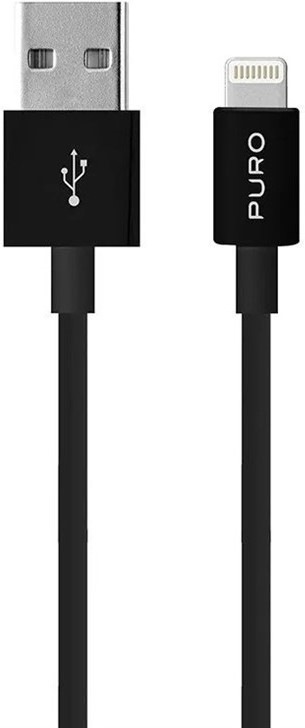 Kabel Puro Plain Lightning/USB-A 12 W, 1 m - černý