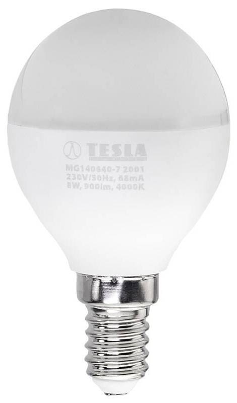 Žárovka LED Tesla miniglobe klasik E14, 8W, denní bílá