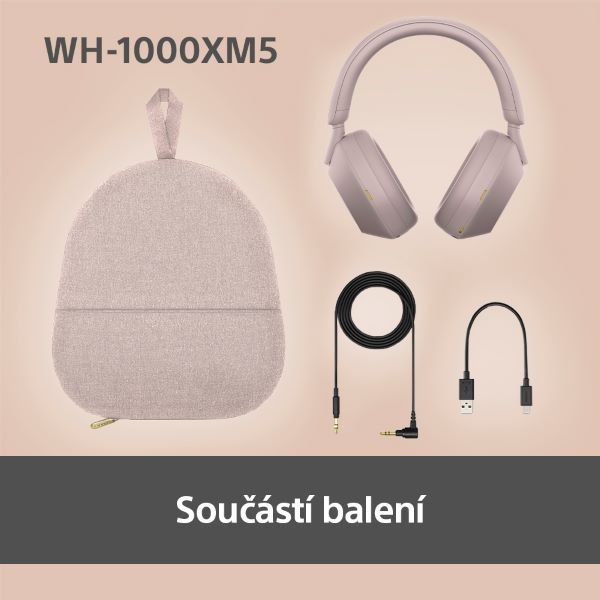 Sluchátka Sony WH-1000XM5 - růžová/fialová