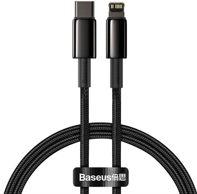 Kabel Baseus Tungsten Gold USB-C/Lightning PD 20W 1m - černý