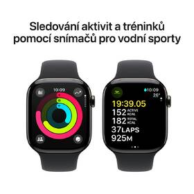 Chytré hodinky Apple GPS + Cellular 46mm pouzdro z břidlicově šedého titanu - černý sportovní řemínek - S/M 
