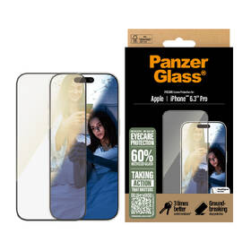 Tvrzené sklo PanzerGlass EyeCare na Apple Iphone 16 Pro s instalačním rámečkem 
