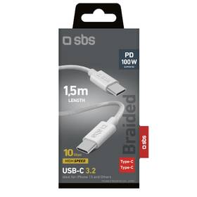 Kabel SBS USB-C/USB-C, PD, 100 W, 1,5 m šedá barva
