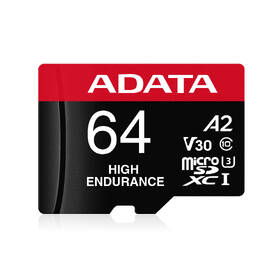 Paměťová karta ADATA High Endurance Micro SDXC 64GB UHS-I (100R/80W) + adaptér 
