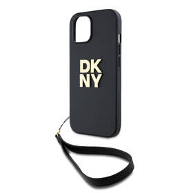 Kryt na mobil DKNY Leather Stack Strap Wrist na Apple iPhone 13 černá barva
