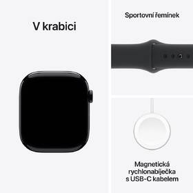 Chytré hodinky Apple GPS + Cellular 42mm pouzdro z klavírně černého hliníku - černý sportovní řemínek - M/L 
