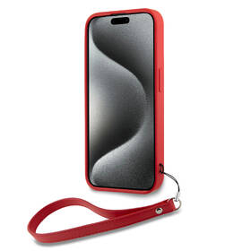 Kryt na mobil DKNY Leather Stack Strap Wrist na Apple iPhone 15 červená barva
