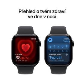 Chytré hodinky Apple GPS 42mm pouzdro z klavírně černého hliníku - černý sportovní řemínek - M/L 
