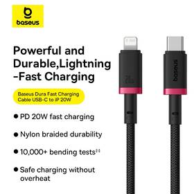 Kabel Baseus Dura USB-C/Lightning, 20W, 1m černá barva
