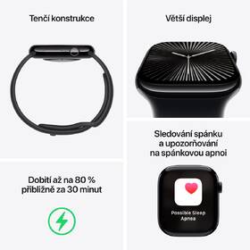 Chytré hodinky Apple GPS + Cellular 42mm pouzdro z klavírně černého hliníku - černý sportovní řemínek - S/M 
