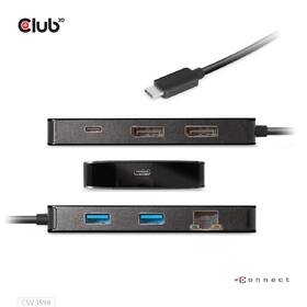 Dokovací stanice Club3D USB-C, Dual DisplayPort 4K, 7in1 černá barva
