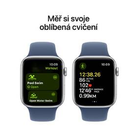 Chytré hodinky Apple GPS + Cellular 44mm pouzdro ze stříbrného hliníku - denimový sportovní řemínek - S/M 
