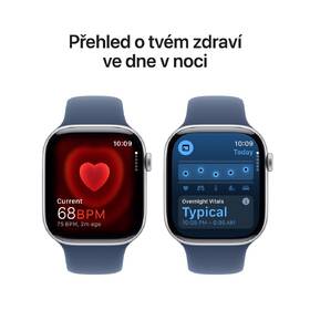 Chytré hodinky Apple GPS 42mm pouzdro ze stříbrného hliníku - denimový sportovní řemínek - S/M 
