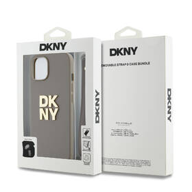 Kryt na mobil DKNY Leather Stack Strap Wrist na Apple iPhone 14 béžová barva
