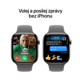 Chytré hodinky Apple GPS + Cellular 46mm pouzdro z přírodního titanu - skálově šedý sportovní řemínek - S/M 
