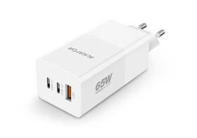 Nabíječka do sítě Aligator GaN, PD 65W, 2xUSB-C + USB bílá barva
