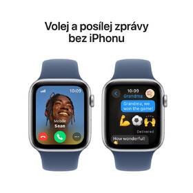 Chytré hodinky Apple GPS + Cellular 44mm pouzdro ze stříbrného hliníku - denimový sportovní řemínek - S/M 
