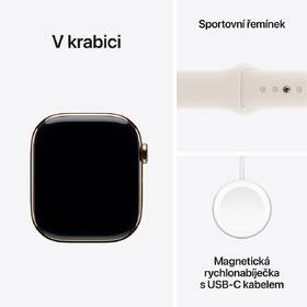 Chytré hodinky Apple GPS + Cellular 42mm pouzdro ze zlatého titanu - hvězdně bílý sportovní řemínek - M/L 
