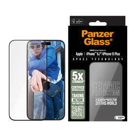 Tvrzené sklo PanzerGlass Ceramic na Apple Iphone 16 Plus/15 Plus s instalačním rámečkem 
