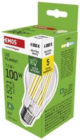 Žárovka LED EMOS Filament klasik, 7,2W, 1521lm, E27, neutrální bílá 
