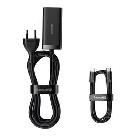 Nabíječka do sítě Baseus GaN3, 2x USB-A, 2x USB-C 100W černá barva
