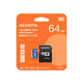 Paměťová karta ADATA Premier MicroSDXC 64GB UHS-I (85R/25W) + adaptér 
