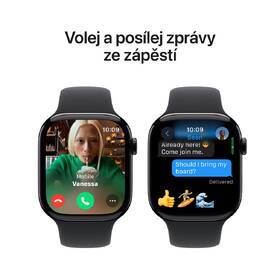 Chytré hodinky Apple GPS 42mm pouzdro z klavírně černého hliníku - černý sportovní řemínek - S/M 
