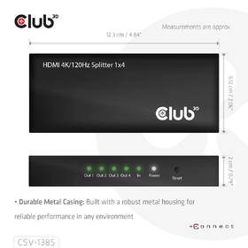 HDMI rozbočovač Club3D 4 porty HDMI, 4K120Hz černá barva
