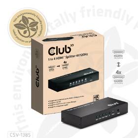 HDMI rozbočovač Club3D 4 porty HDMI, 4K120Hz černá barva
