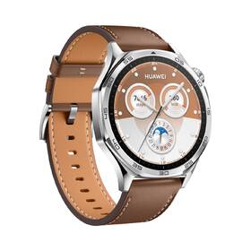 Chytré hodinky Huawei Watch GT 5 46 mm - Silver + Brown Composite Leather Strap 
