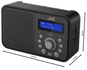 Radiopřijímač s DAB+ JVC RA-E313B-DAB černá barva
