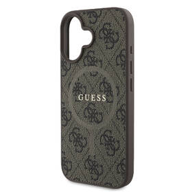 Kryt na mobil Guess PU Leather 4G Colored Ring MagSafe na Apple iPhone 16 hnědá barva
